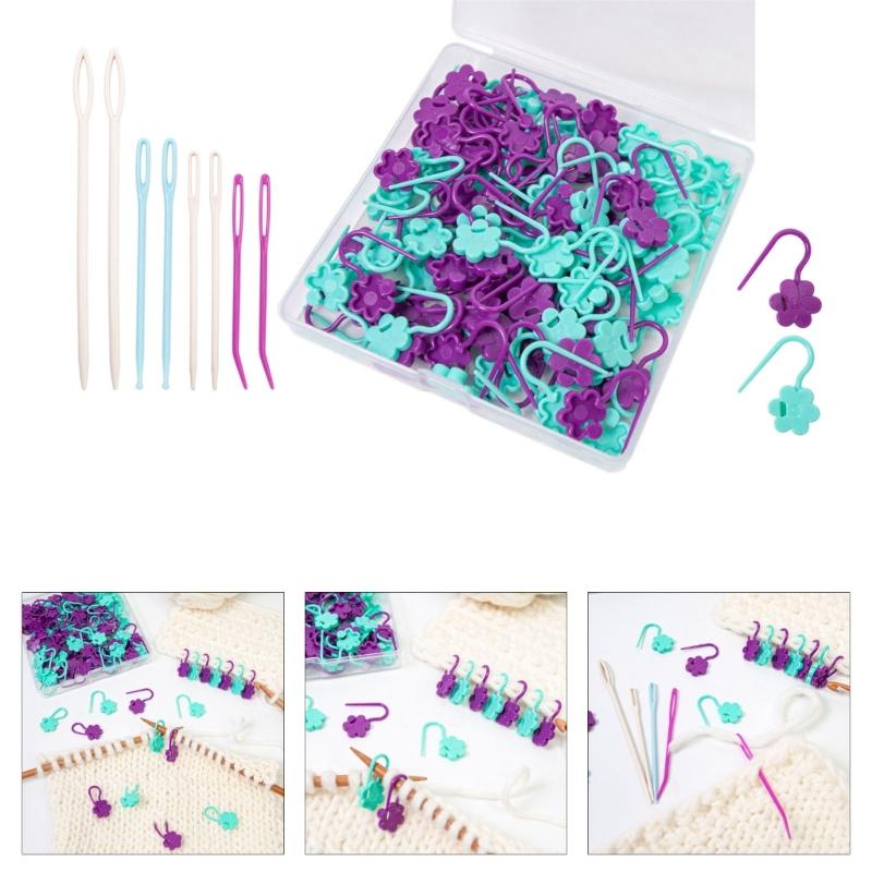 1 Set Knitting Markers Stitching Markers with Yarn Needle Knitting Tool Large Eye Sewing Needle Knitting Needle