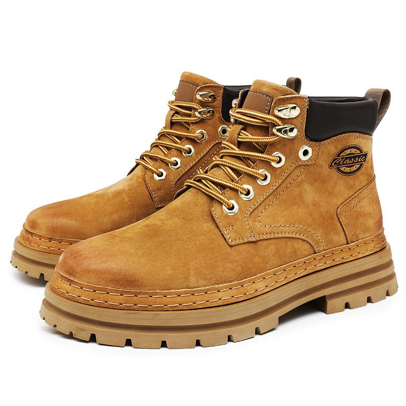 2025 New Handmade Ankle Boots New Design Male Hiking Casual Boots Outdoor Man Motorcycle Botas Comfy Leather Mens High Top Shoes