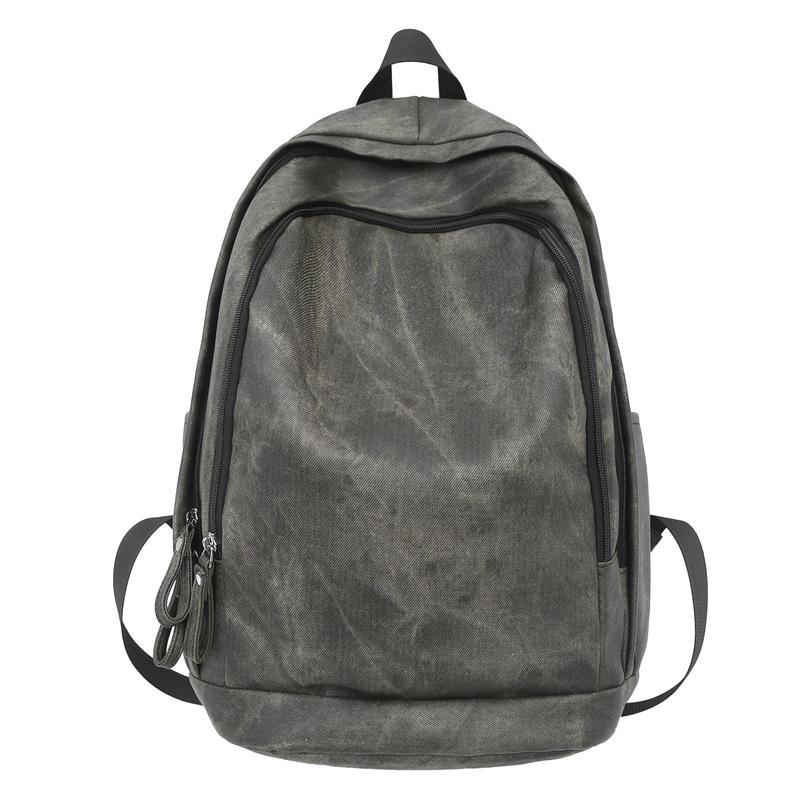

Solid color big pocket zipper student schoolbag Japanese and Korean new leisure style travel backpack светло-серый