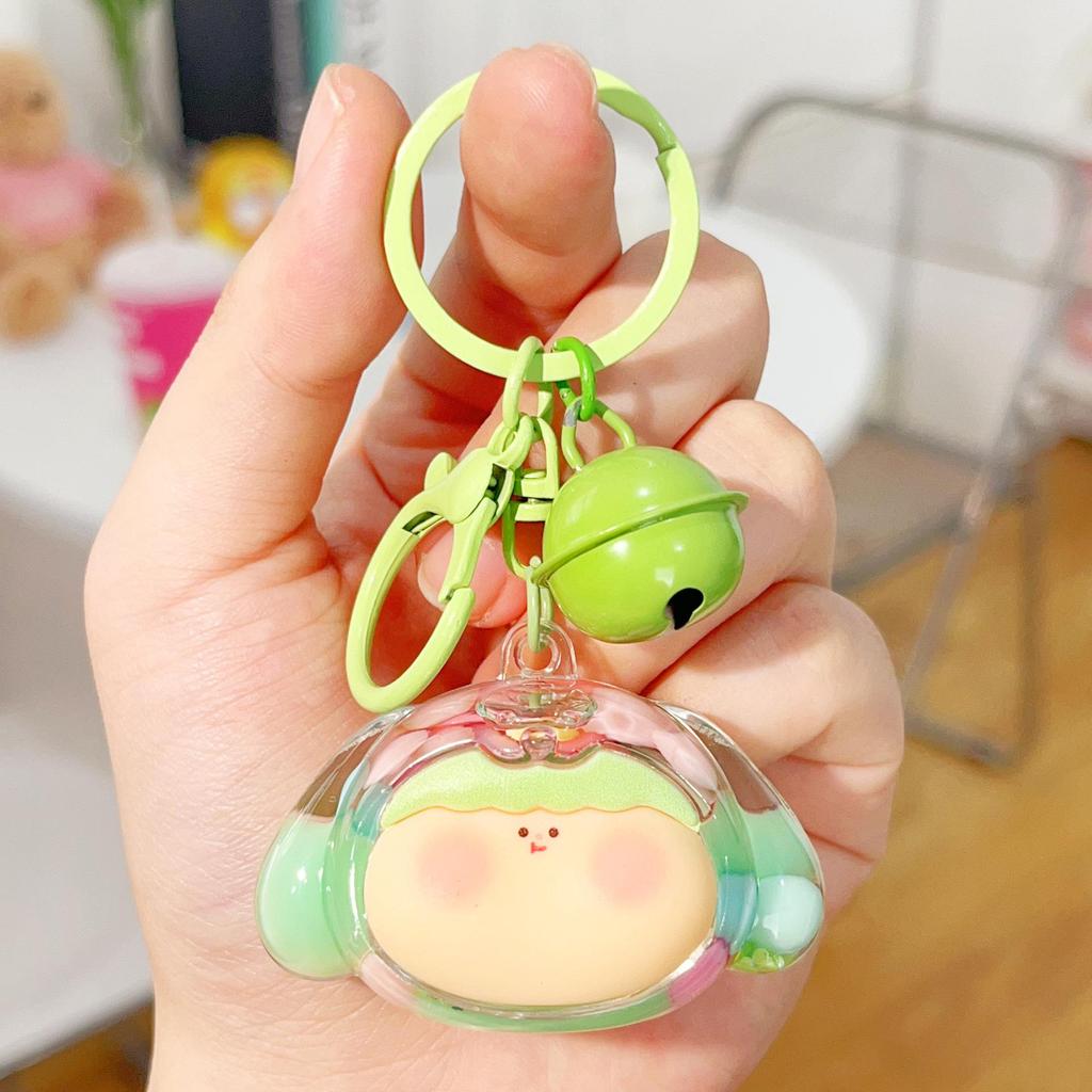 Acrylic Quicksand Lilith Dog Head Keychain - Cute Sparkly Doll Pendant Gift