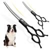 Meideng 6.5" Half-Black Curved Fishbone Pet Grooming Shears with Thinning Blade.