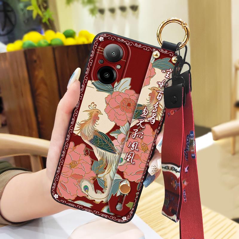 Shockproof Fashion Phone Case For Realme C67 4G Anti-knock Wristband Lanyard Waterproof Dirt-resistant Phone Holder Ring