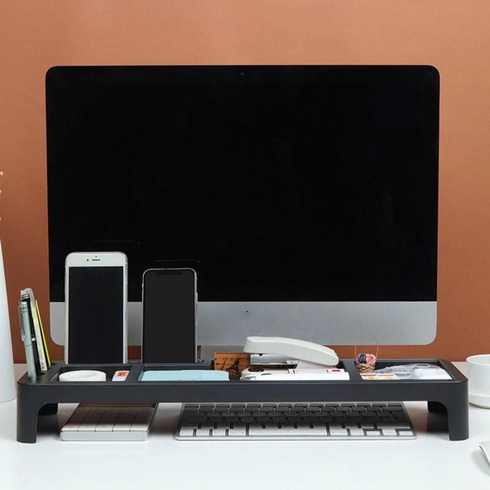 Multifunctional Tabletop Storage Shelf ABS Desktop Organizer Rack Computer Stand Office