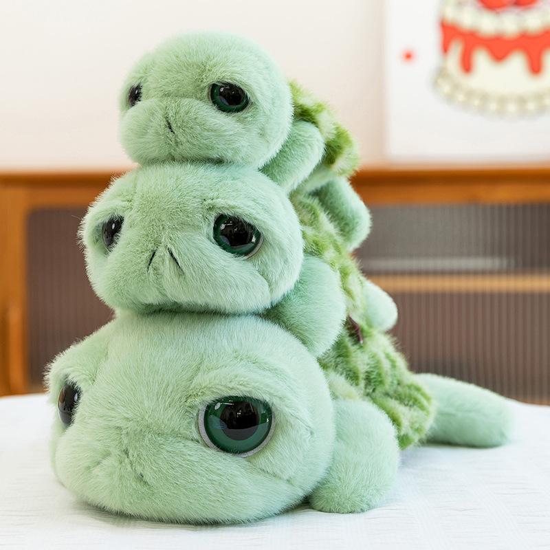 Adorable Big-Eyed Green Turtle Plush Toy Pillow - Perfect Children's Gift