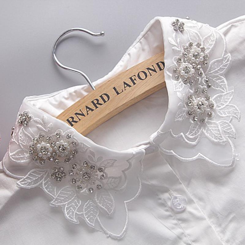 Korean blouse fake collar handmade inlaid diamond collars beaded shirt fake collars white fake collar manufacturers