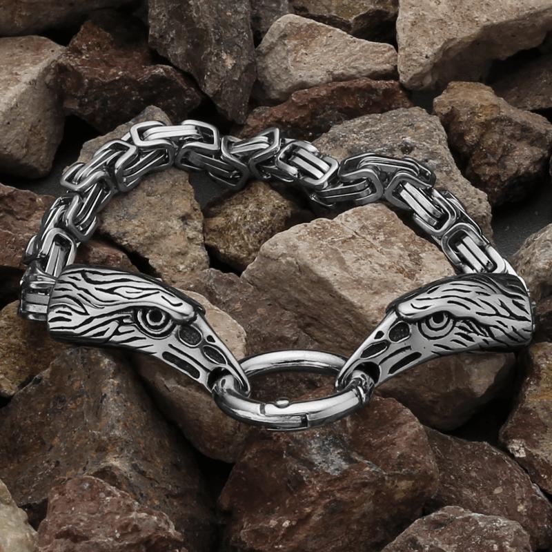 Viking Crow Head Eagle Head Bracelet Men s Stainless Steel Nordic Fashion Bracelet Men s Vintage Personalized Jewelry Bracelet 19cm