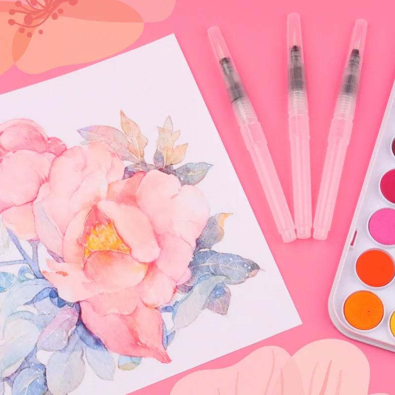 3/7pcs Watercolor Brush Pens Water Storage Function Painting Brushes For Watercolor Art Craft Supplies Artist Accessories