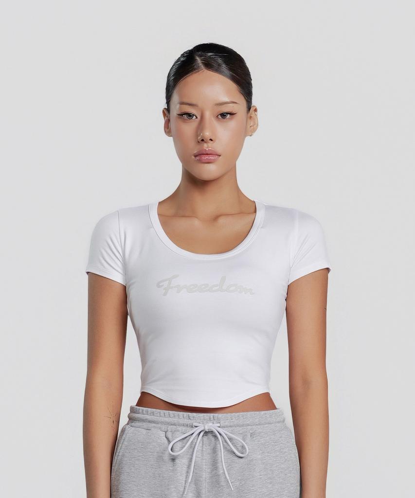 FREEDOM Modal U-Neck Crop Short Sleeve (White)