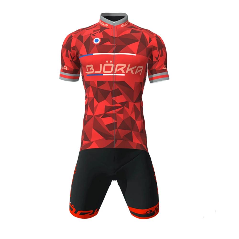 2026 Bjorka Summer Cycling Sets Men's Short Sleeve Jerseys and Gel Pad Bib Shorts for Long Time Riding Clothing Ciclismo Maillot