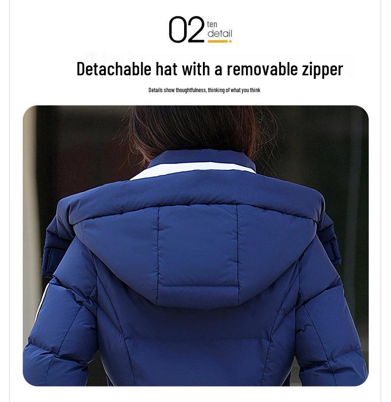 Damska kurtka puchowa bardzo długa w stylu koreańskim – 95% puch białej kaczki