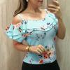 Floral Print Women Cold Shoulder Tops Summer Beach Tank Tops Vest Shirt Blouses