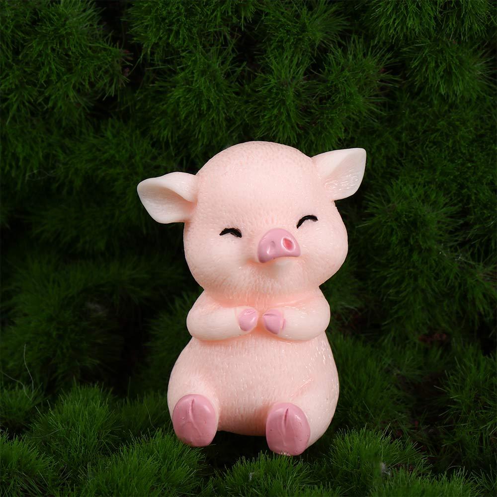 Pink Pig Home Ornament Toy Pig Miniature Resin Craft Micro Landscape Decoration Dollhouse Accessory