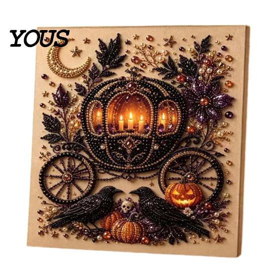 Sieraden Kralen Kunst Ambacht Halloween Nep Parel Set, Pompoen Geest DIY Schilderen Handgemaakte Muurhangende Afbeeldingen 3D Ambacht Set voor Volwassenen, Sets