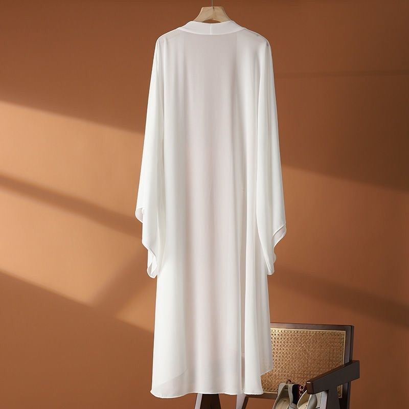 Sommer Solkremskjorter for kvinner Cardigan Lang chiffongbluse Skjorte Damesjal Yttertøy Løs Tynn Frakkjakke