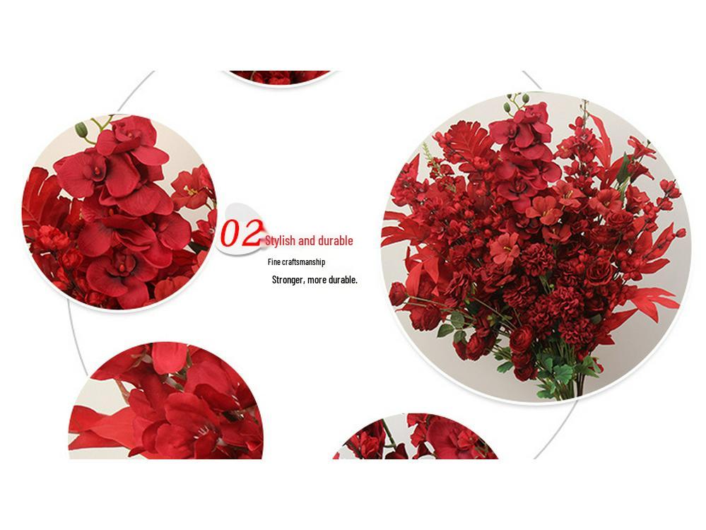 Wine Red Artificial Floral Bouquet - Chinese Wedding & Engagement Ceiling Decoration