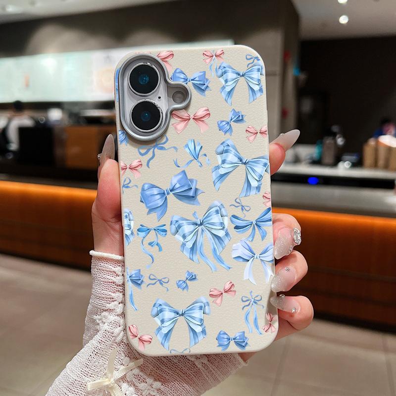 

Чехол из ТПУ с узором в виде бантика для iPhone 16 16e 15 Pro Max 14 13 12 11, противоударный мягкий силиконовый чехол для телефона iPhone 15 белый/бежевый