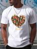 European Size Men's T?Shirt - Russian Architecture Heart Graphic Print & "RUSSIA" Text, White Short Sleeve, Crew Neck, Regular Fit, Soft , Round Wear