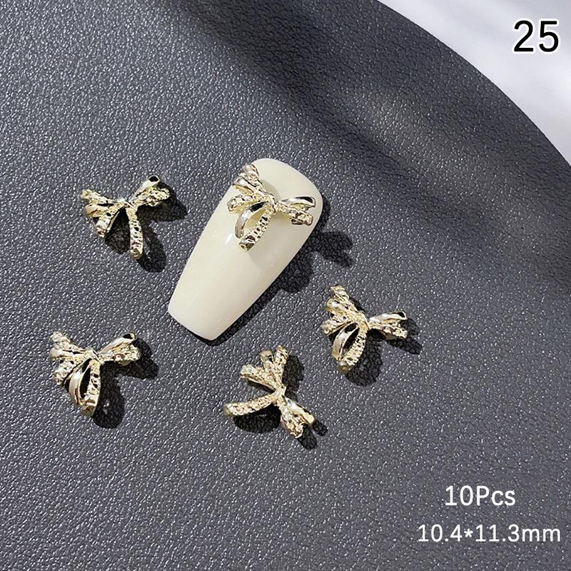 10Pcs Luxury Kawaii Bow Nail Art Charms 3D Alloy Bow Tie Jewelry Nail  Decoration Diy Accessories