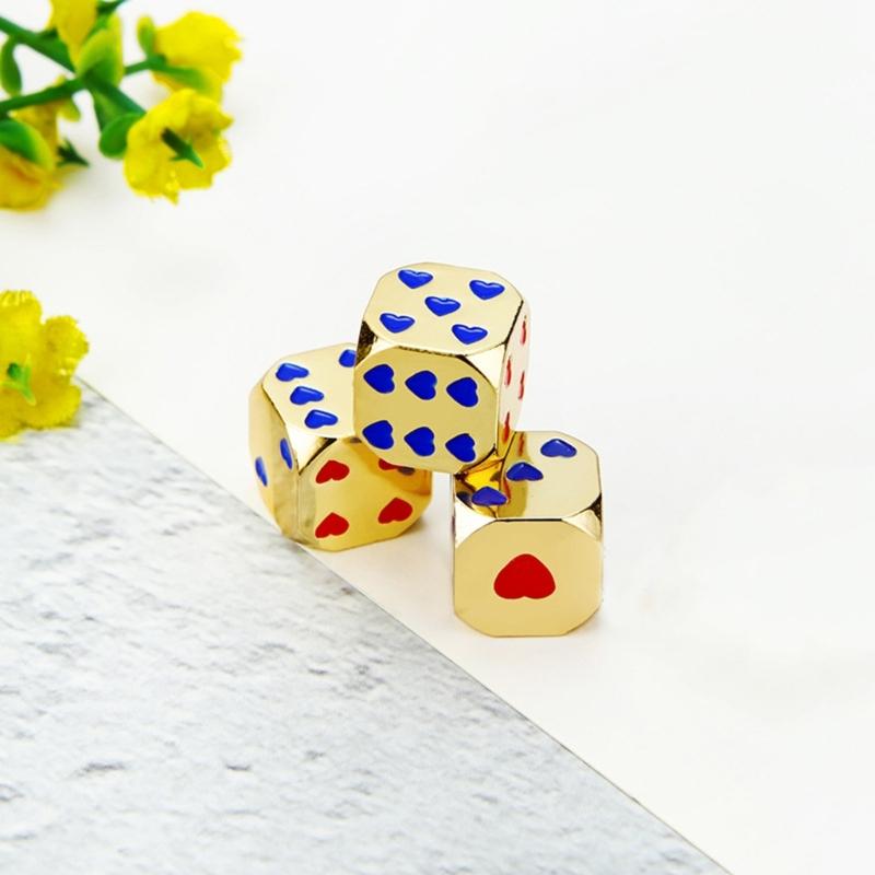 5 Pcs Metal Heart-shaped Points Dice Role Playing Dice Six Sided Dice Round Corner Dice DIY Mahjong Accessories