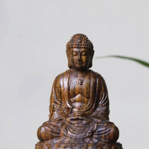 Miniature Shakyamuni Buddha Statue, Wood Carving, Seated Shakyamuni Buddha Statue, Buddha Sculpture, Buddha, Buddha, Principal Buddha Statue for Buddh