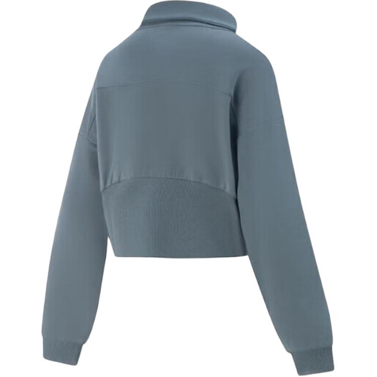 Li-Ning Fitness Series Sport Leisure Simple Color Block Zipper Cardigan Sweatshirt Women sweatshirt Storm-Gray AWDV460-3