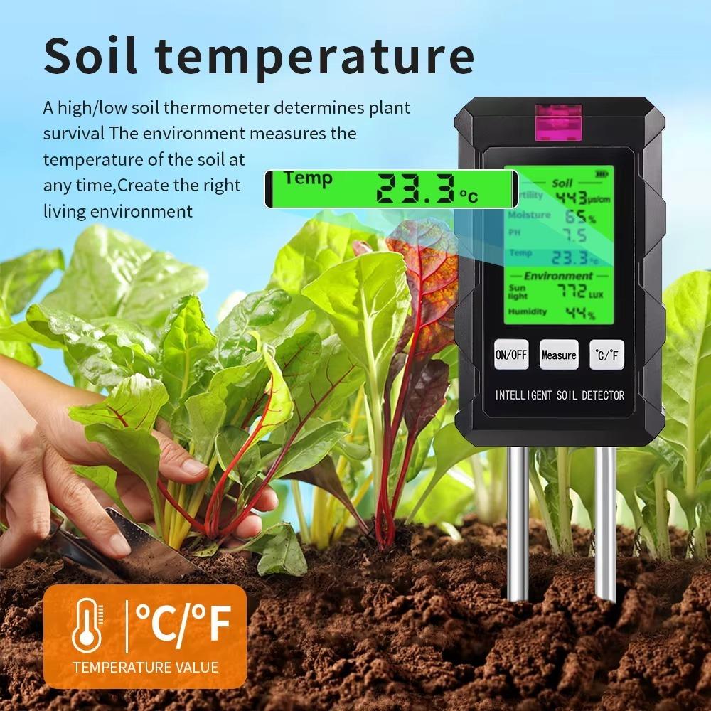 90° Rotation Soil Tester LCD Screen Garden Soil Analyzer Plant Moisture Meter  for Farm Soil Check