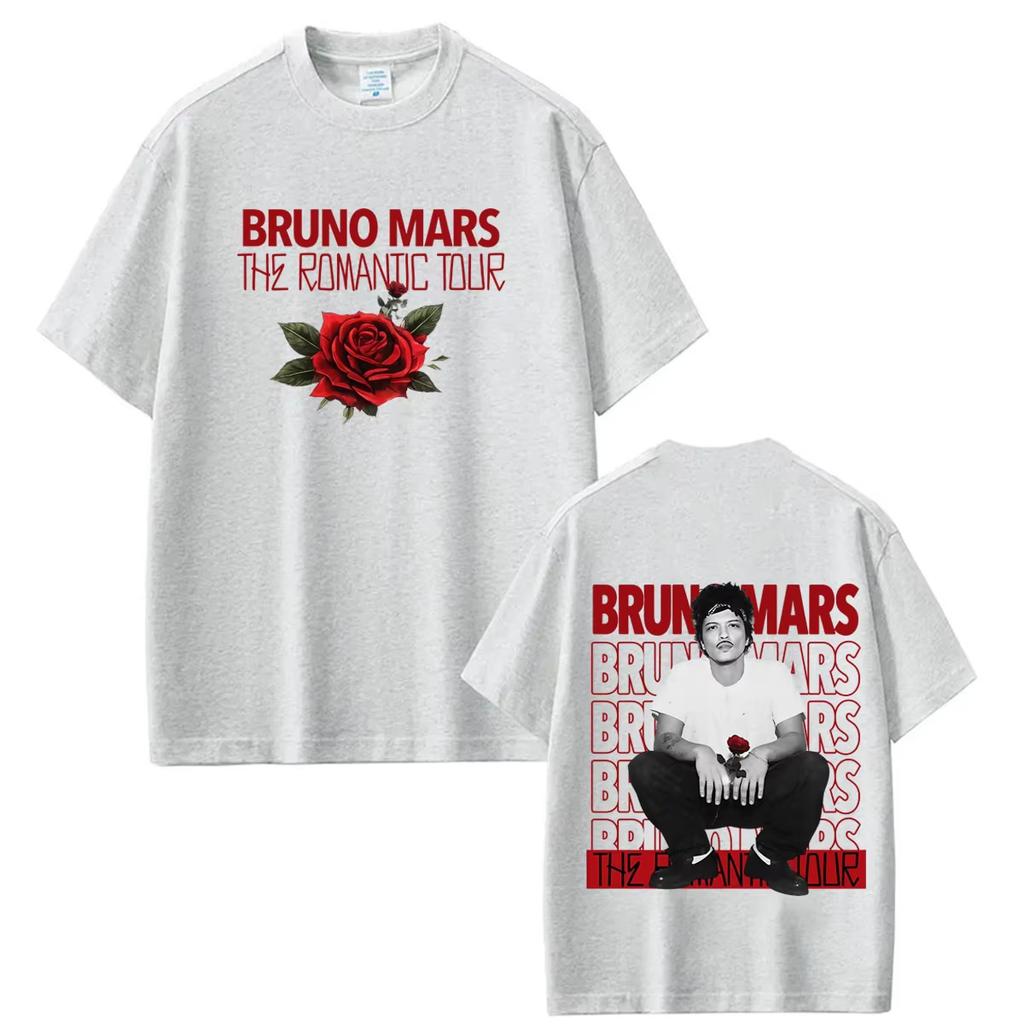 Bruno Mars The Romantic Tour 2026 Print Tshirt Man Woman Fashion Tshirts Short Sleeve Cotton Aesthetic Trend Hiphop Tshirts