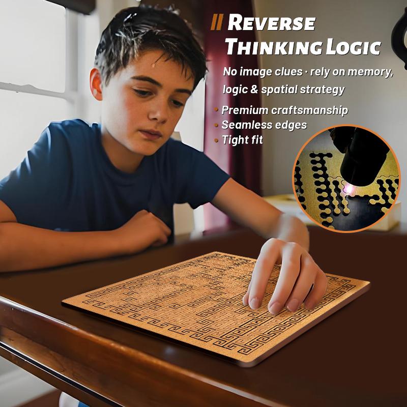 Fractal Tray Puzzles,Mind Bending Wooden Jigsaw Puzzle,Unique Irregular Creative Labyrinth Impossible Difficult