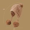 Women's Winter Thick Ear Protecting Three Hair Ball Rabbit Hair Knitted Hat Outdoor Riding Warm Hat