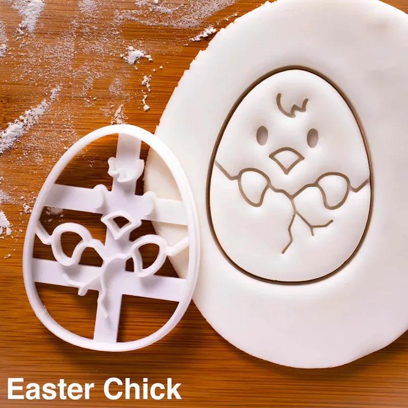 9Pcs Easter Bunny Cookie Cutters Jar Sauce Chocolate Stamp Mold Rabbit Egg Biscuit Fondant Embosser Mold Cake Decor Baking Tools