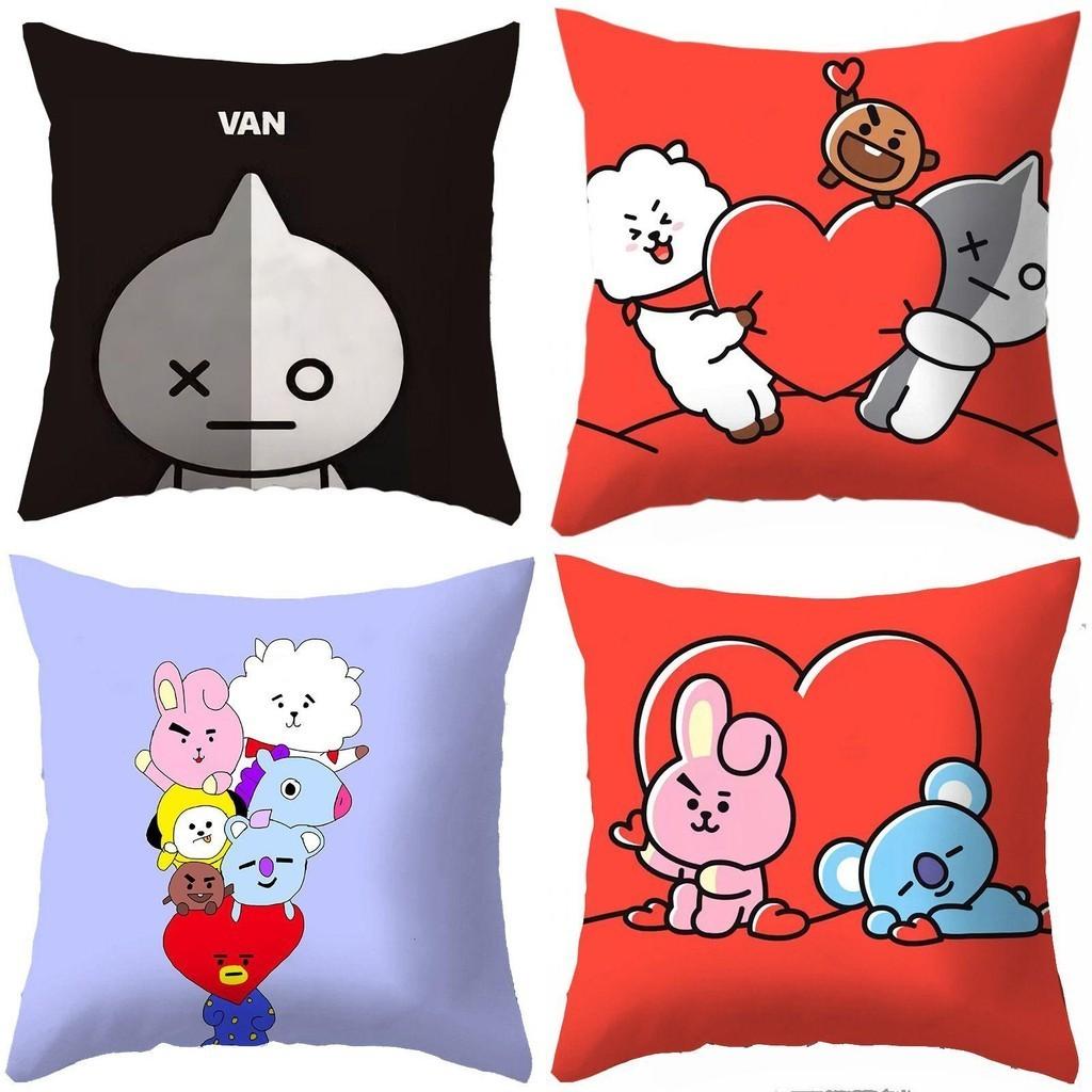 Charming Bt21 Cartoon Cushion Cover For Stylish Home Decor And Comfortable Seating