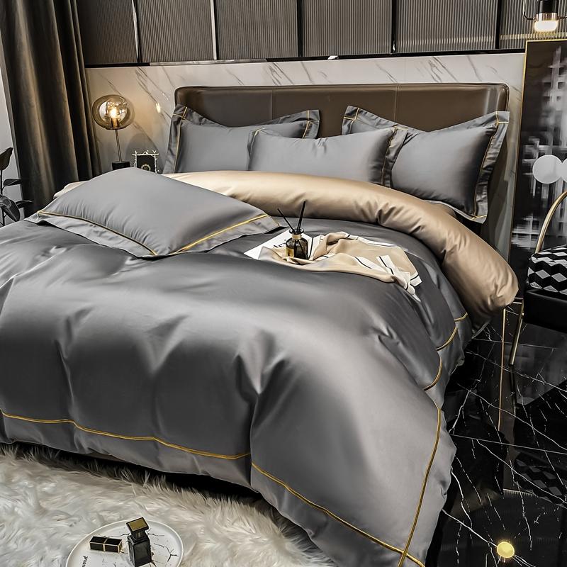 Set cuvertură de pilota din bumbac egiptean brodat cu husă de pilota cearșaf de pat Set de lenjerie de pat de lux 800TC Lenjerie de pat Față de pernă Cuverturi de pat