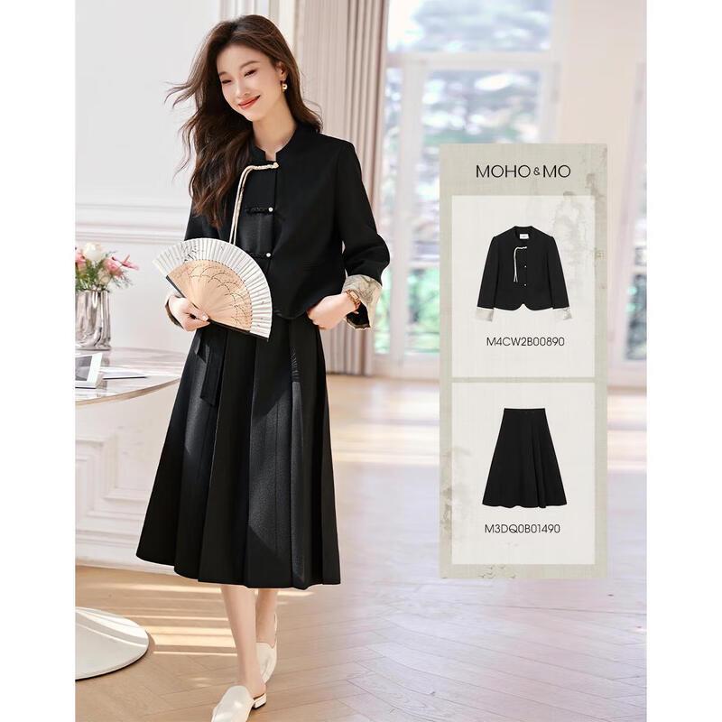 Mohanyimei New Chinese Style Disc Button Contrast Coat