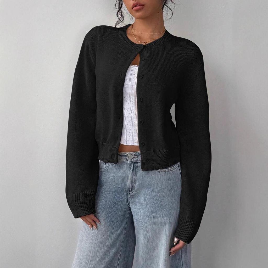 Women's Long Sleeve Knit Cardigan - Soft, Short, Loose, Slimming Autumn/Winter 2025