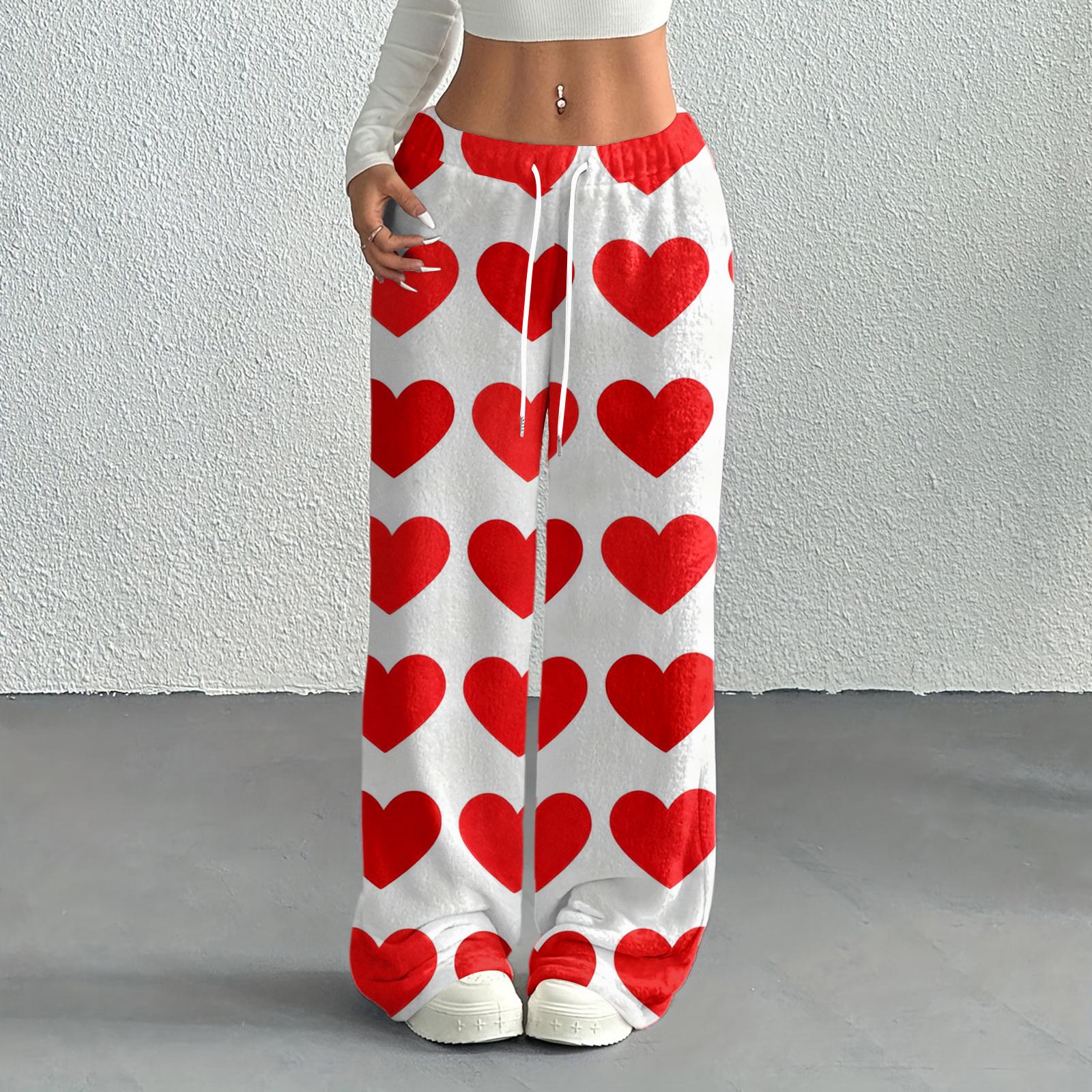 

Женские повседневные модные брюки с принтом, эластичной талией, свободные, с прямыми штанинами, с веревкой XXL красный