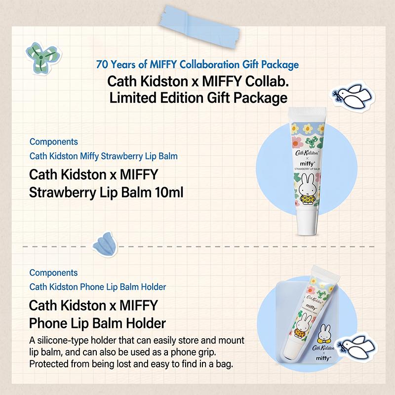 Cath Kidston X Miffy Strawberry Lip Balm Mobile Kit 10ml – 70th Anniversary Limited Edition Lip Care Gift Set with Phone Holder  (3 Options)