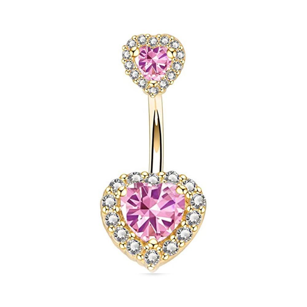 Liebe Zirkon Bauchnabelring Strass Körperpiercing Schmuck Doppelherz Bauchnabelring Mädchen