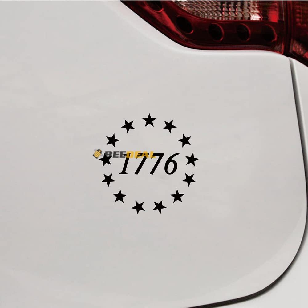 

1776 Flag 13 Stars Circle Sticker Decal Vinyl 09242b - 2 Pack Black, 3 Inches, 5 Inches - No Background for Car Boat Laptop Cup