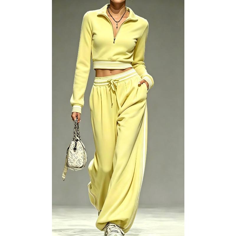 2026 Nový Trendy Dámský Podzimní‑Zimní Ležérní Sportovní Dvoudílný Set, Elegantní Do Práce Zkrácená Mikina Outfit