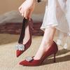2026 Patent Leather High Heel Women Shoes Pointed Toe Slip On Rhinestones Formal Party Dress Pumps Prom Evening Wedding Heels