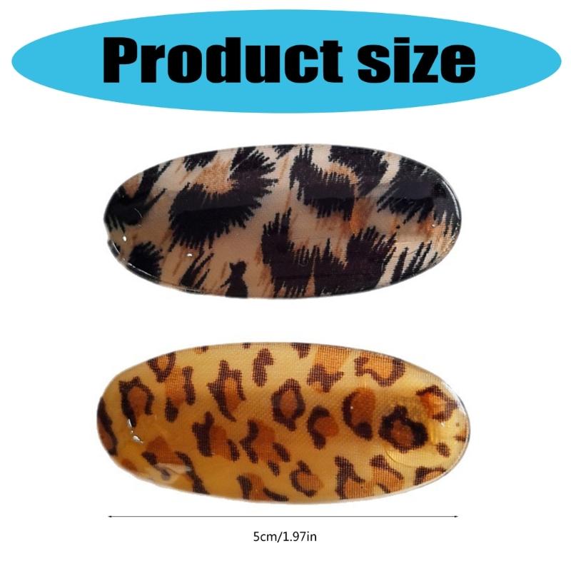 Leopard Print Oval Hair Clip For Women Girls Secure Grip Practical Plastic Metal Hair Accessory For Daily Parties School