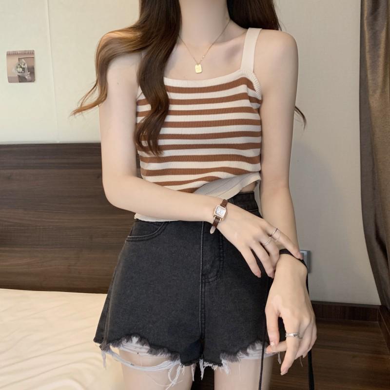 Women's Color Block Striped Camisole - Sleeveless Slim Fit Knit Top