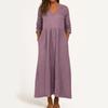 Dress For Women Long Boho Beach Dress Elegant Maxi Dress V-Neck 3/4 Sleeve Dress With Pockets