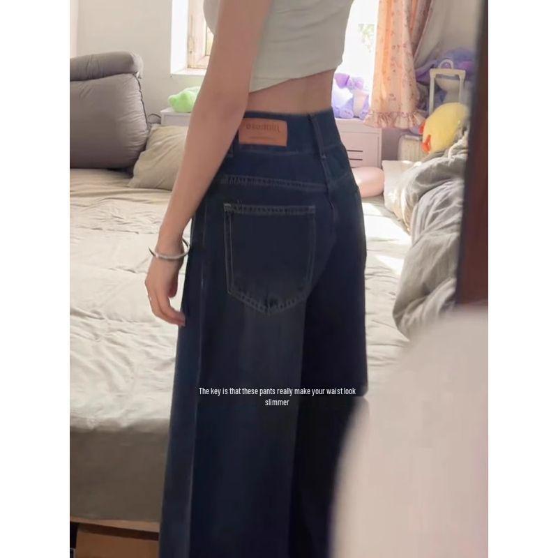 2025 Retro Wide-Leg Plus Size Jeans for Women - Slimming Pear Shape Fit, Loose BF Lazy Style