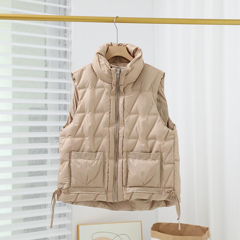 Autumn and winter new stand-up collar white duck down light down jacket vest women's casual solid color vest vest jacket tide