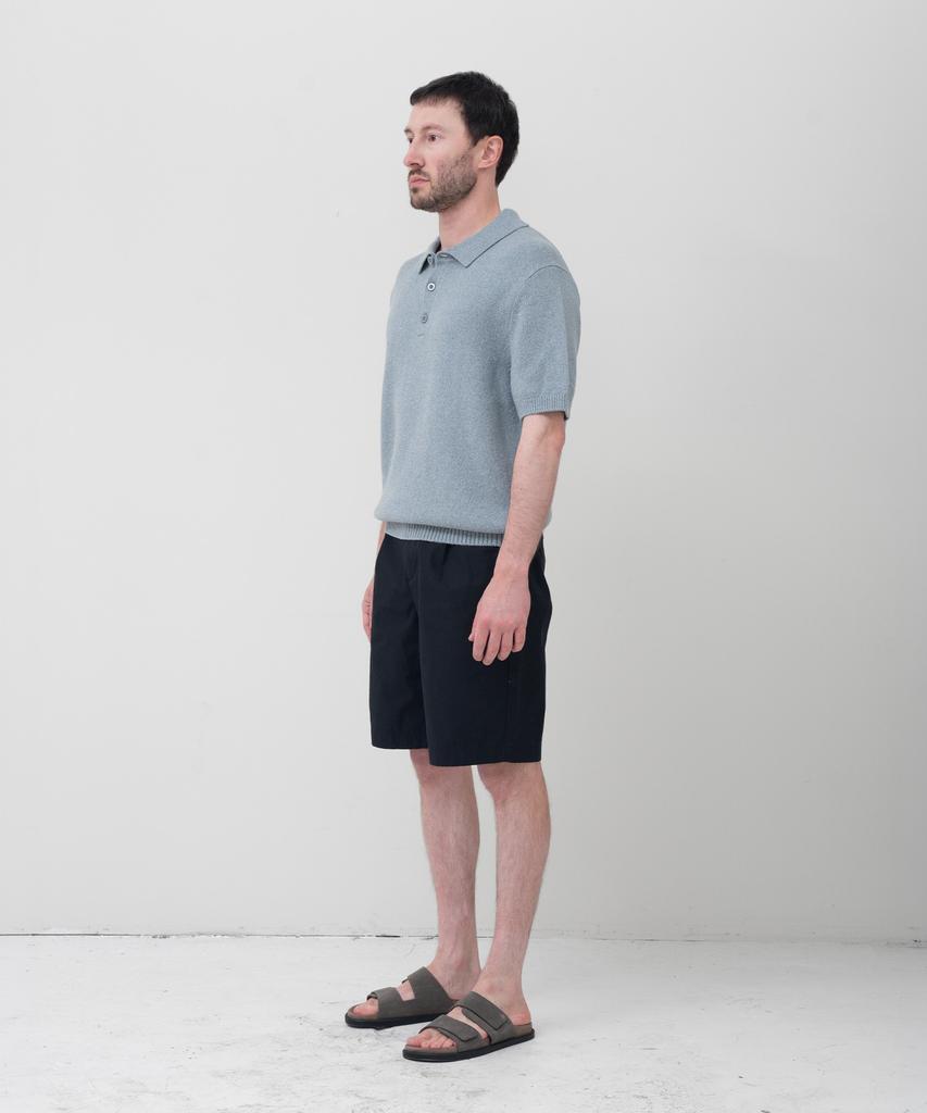 MANNERGRAM Upw Washable Cotton Polo Short Sleeve Knit Mogador Blue