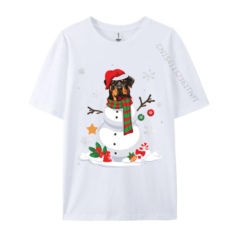 Funny Snowman Rottweiler Dog Santa Tshirt Black Cotton Tops  Tees Gift Cheap Custom T Shirt Brand Clothing