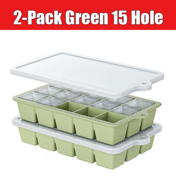 2PCS Ice Cube Moulds with Lid 15 Grid Silicone Freezer Ice Cube Trays Reusable Ice Cube Mold for Whiskey Cocktail Juice Coffee