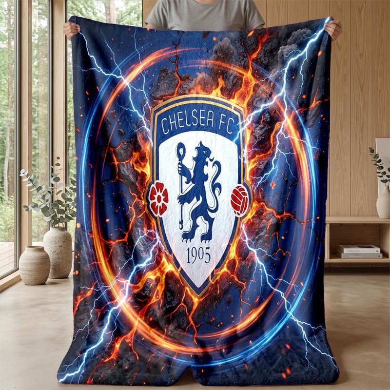 Chelsea FC Theme Blanket Soft Flannel Blanket Plush Throw Blanket Cozy Sofa Bed Blanket for Home Decor