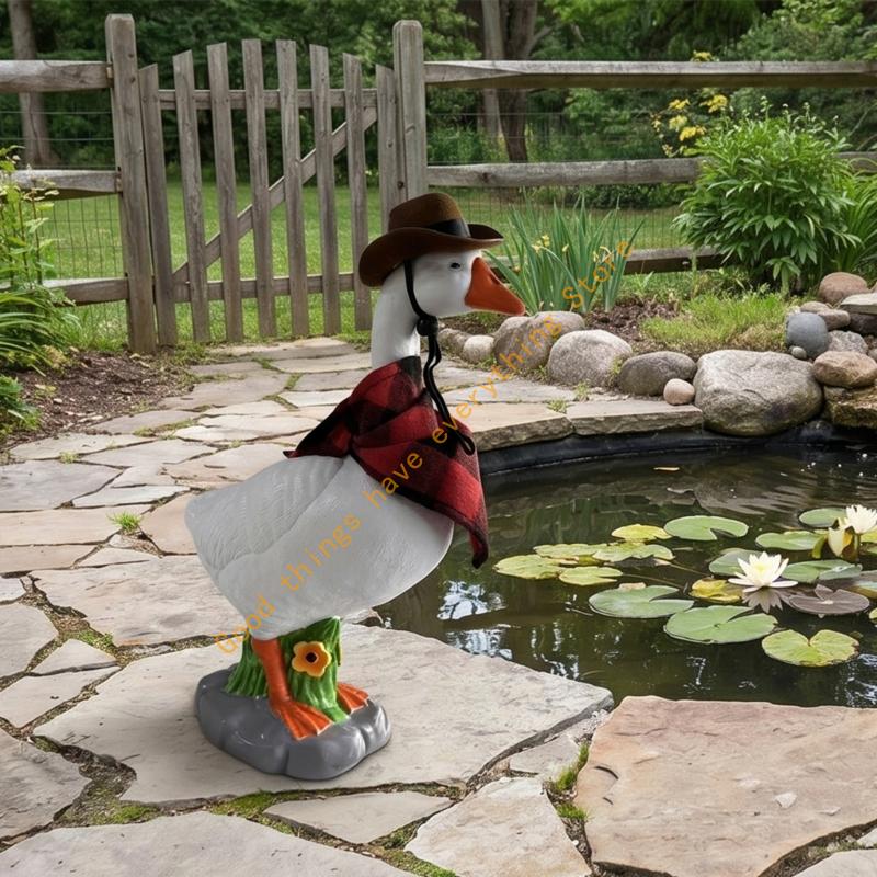 Cartoon Geese Figurines Resin Animal Garden Statues Funny Geese Sculpture for Home Desk Decoration Funny Geese Sculpture 55KF